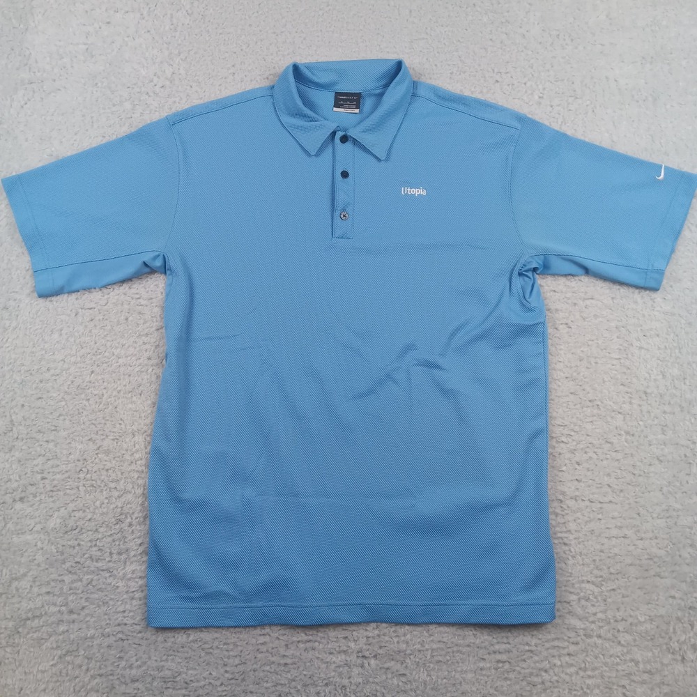 Nike Polo Shirt Golf Mens XL Blue Fit Dry Short Sleeve Utopia Embroidered
